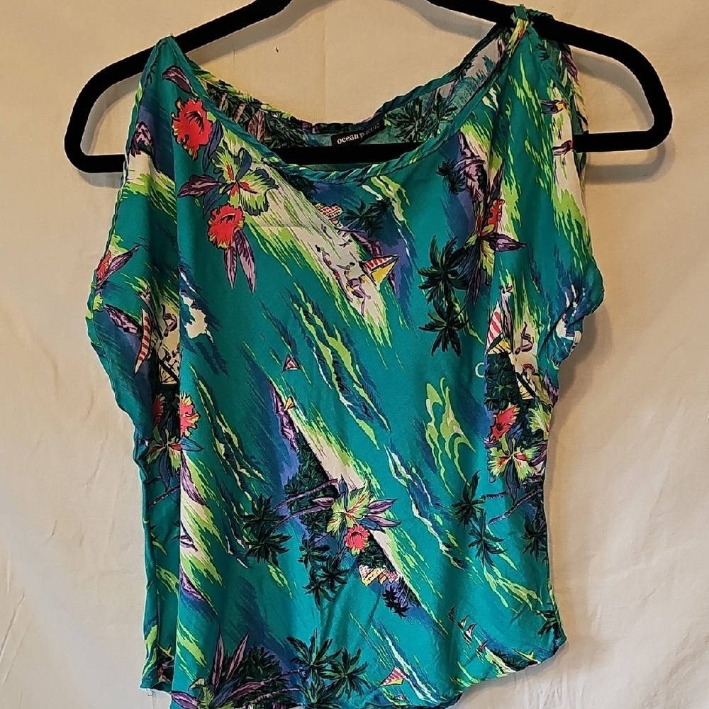 Ocean Pacific Tropical Liteweight, Cold Shoulder,  Resort/vacation/cruise Top